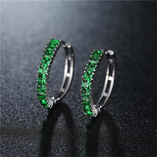 YIRAN Jewelry Creolen, Zirkonia, Kupfer, gray, Damen - Bild 1