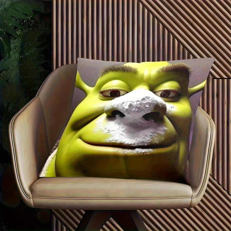 VIKAMA Shrek Parodie Kissenbezug mit Cartoon-Motiv in Grün, B/B/H: 40 x 40 x 40 cm - Bild 2