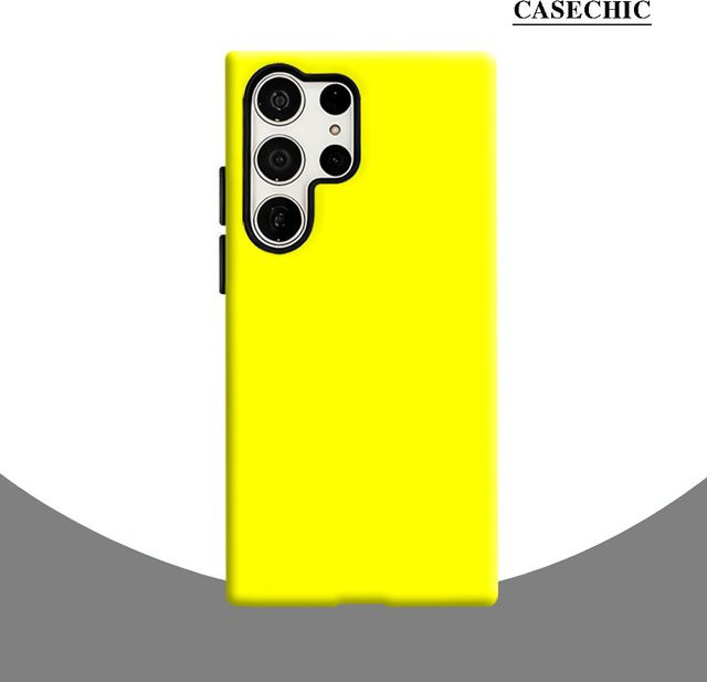 Stoßfeste Doppelschicht Handyhülle für Samsung Galaxy S26 S25 S24 S23 Ultra Plus in Fluoreszierendem Gelb - Bild 1
