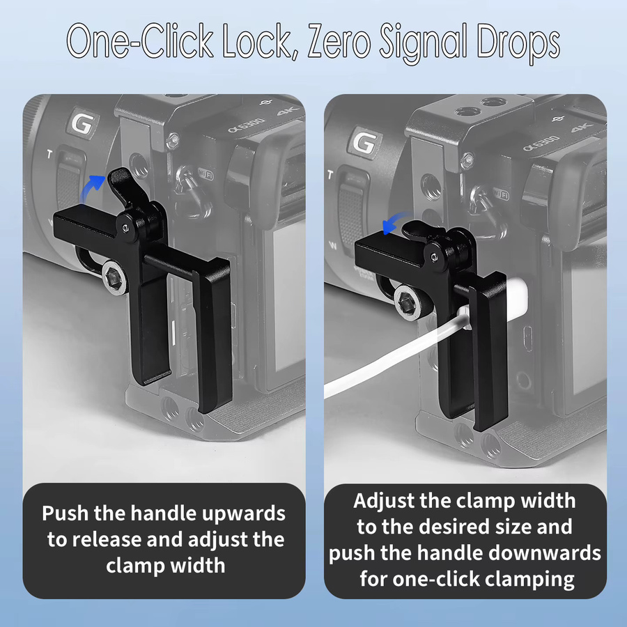 FEICHAO HDMI Kabelklemme mit 1/4 Zoll Clip Lock für Sony Canon DSLR Kameras und Videorigs in Schwarz - Bild 4