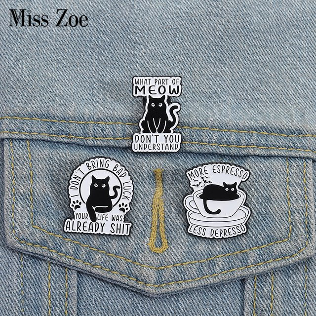Miss Zoe Brosche, Katze Kaffee Emaille, Bunt, Kinder - Bild 1