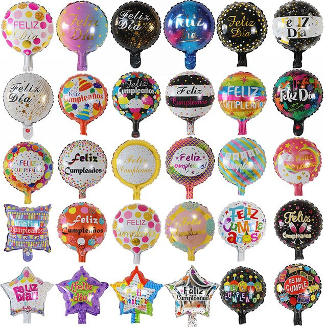 20 Stück bunte Folienballons für Geburtstag mit spanischen Aufschriften, Durchmesser: 25,4 cm, Partydekoration von LQVYI - Bild 1