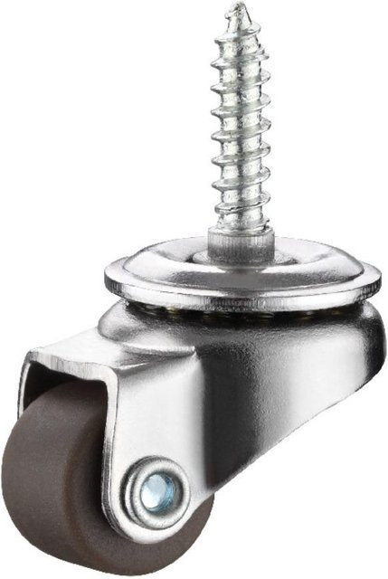 4 Stück Mini-Lenkrollen von Jingyuan, Niedrigprofil Möbelrollen aus Kunststoff und Stahl, M4x15mm, Farbe: Silber, Orange, Braun - Bild 1