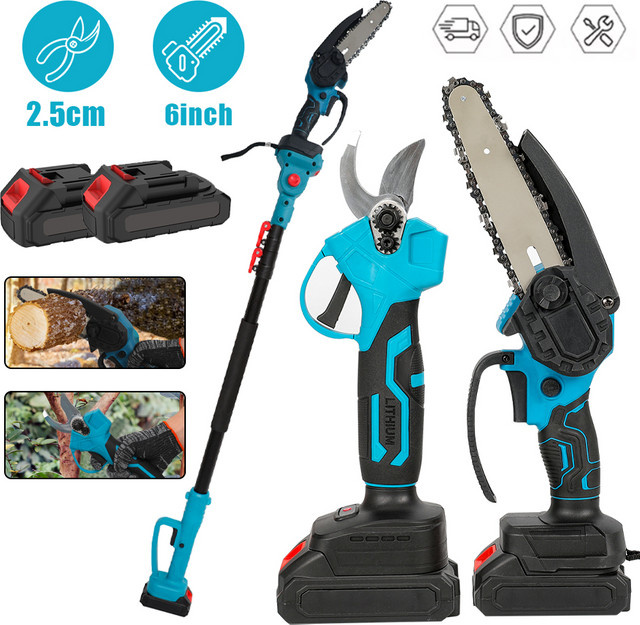 3 in 1 Teleskopstange für Makita 18-21 V Akku: Bürstenlose elektrische Kettensäge und Gartenschere zur Baumbeschneidung, Blau, Länge: 126-260 cm - Bild 1