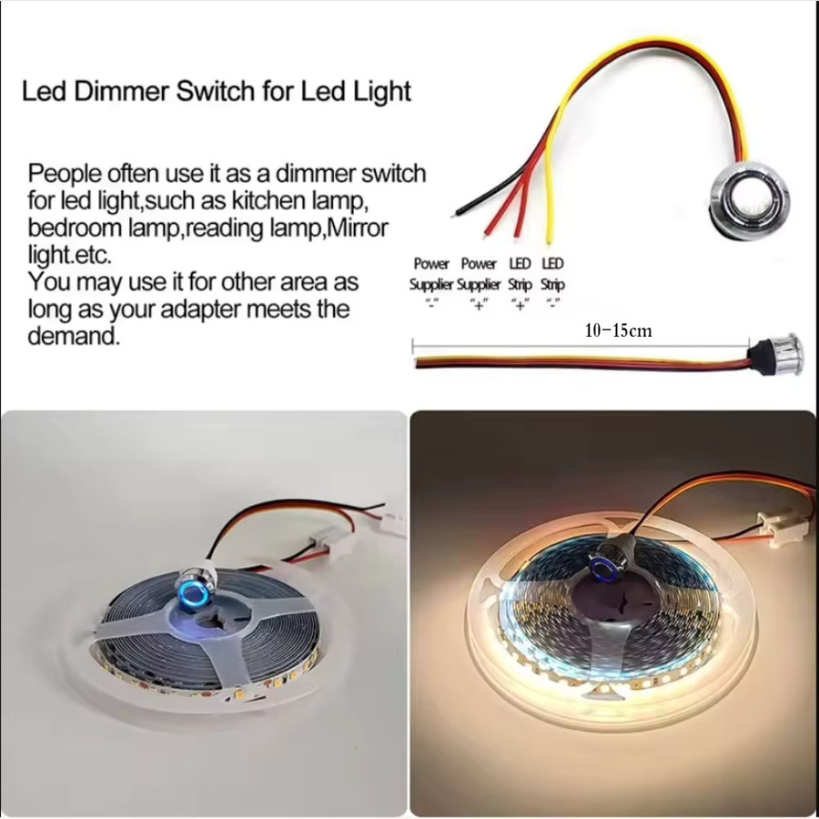 Stufenloser LED-Dimmer mit Touch-Schalter für LED-Streifen und Schrankleuchten, kompatibel mit DC 5 V, 12 V und 24 V - Bild 5