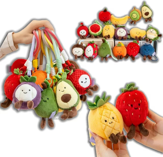 Obst-Plüschtier, gefüllter Schlüsselanhänger, 16-teiliges Set, Bunt / Mehrfarbig - Bild 1