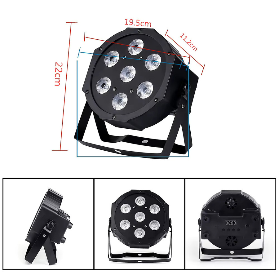 4er Set HYULIGHTS LED Flat SlimPar RGBWA UV 6in1 Wash Bühnenbeleuchtung DMX512 Schwarz - Bild 3