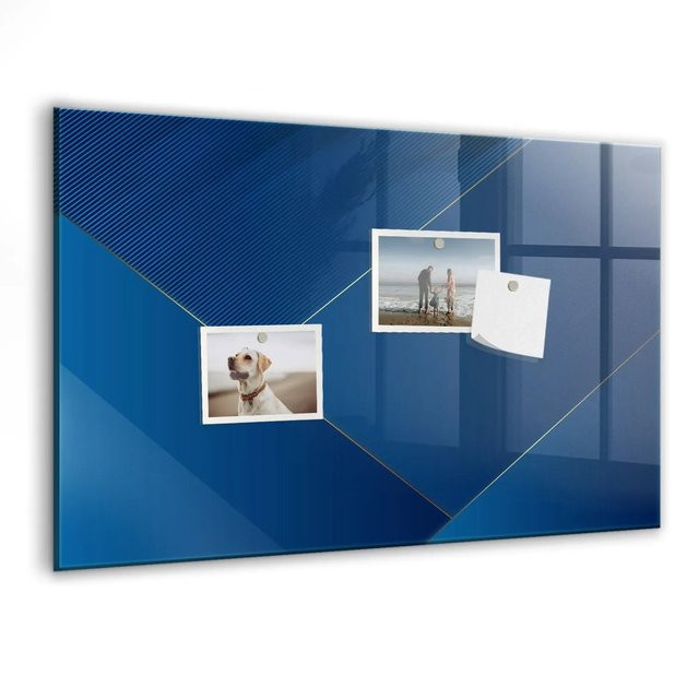 Tulup Magnettafel aus Glas mit dekorativer Abstraktion in Weiß und Blau, B: 60 cm, H: 40 cm - Bild 1