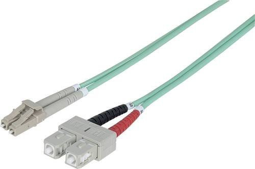 Intellinet 750912 Glasfaser LWL Anschlusskabel Multimode OM3 in Türkis, Länge: 1,00 m, 1x LC-Stecker auf 1x SC-Stecker, 50/125 µm - Bild 1
