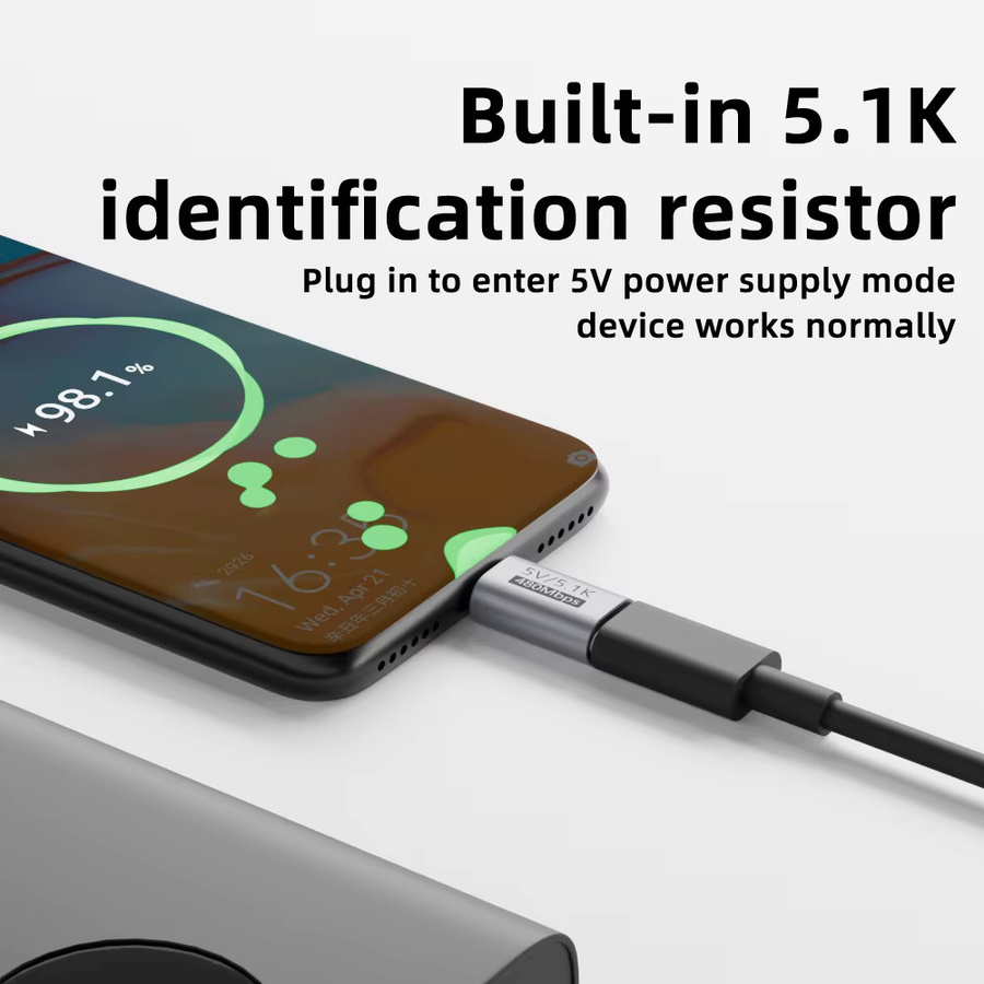 BSN USB-C 5.1K Ladeadapter mit 5-V-Überspannungsschutz aus Aluminiumlegierung in Silber - Bild 2