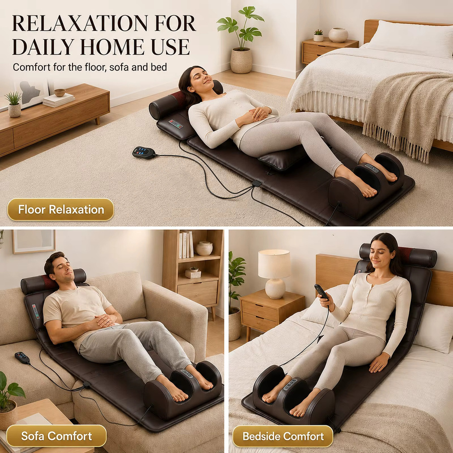Avehrit Elektrische Ganzkörper-Massagematte mit Wärme, Luftkompression, Knet- und Vibrationsmassage für Schultern, Nacken, Taille und Rücken - Bild 4