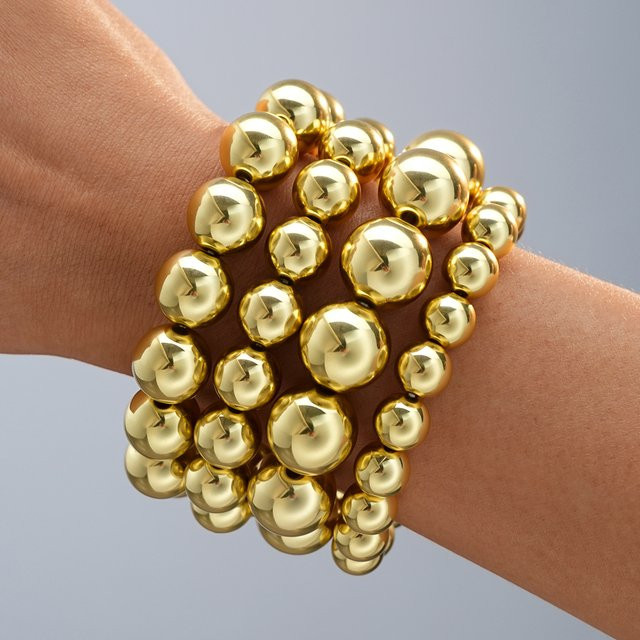 AY Armband-Set, 4-teilig, goldfarbene Perlen, Unisex - Bild 1