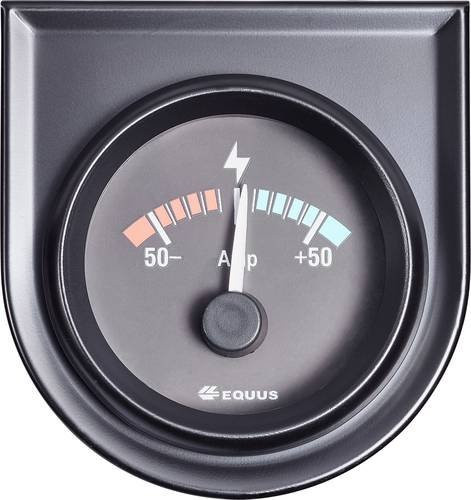 Equus Kfz Einbauinstrument Amperemeter Messbereich -50 bis +50A in Gelb, Rot und Grün, Durchmesser: 52 mm - Bild 1