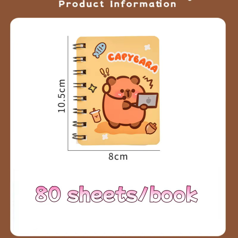 Capybara Spiral-Notizbuch A7 mit Softcover, liniertes Schreibbuch für Schule und Büro - Bild 5