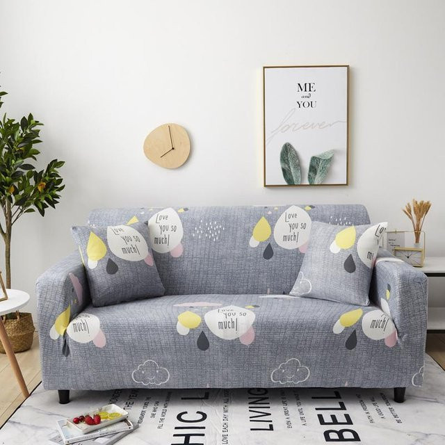 Elastischer Spandex Sofabezug für dein Sofa in Grau, rutschfester Couchbezug mit Grafikdesign für 1-Sitzer, Breite: 90-140 cm - Bild 1