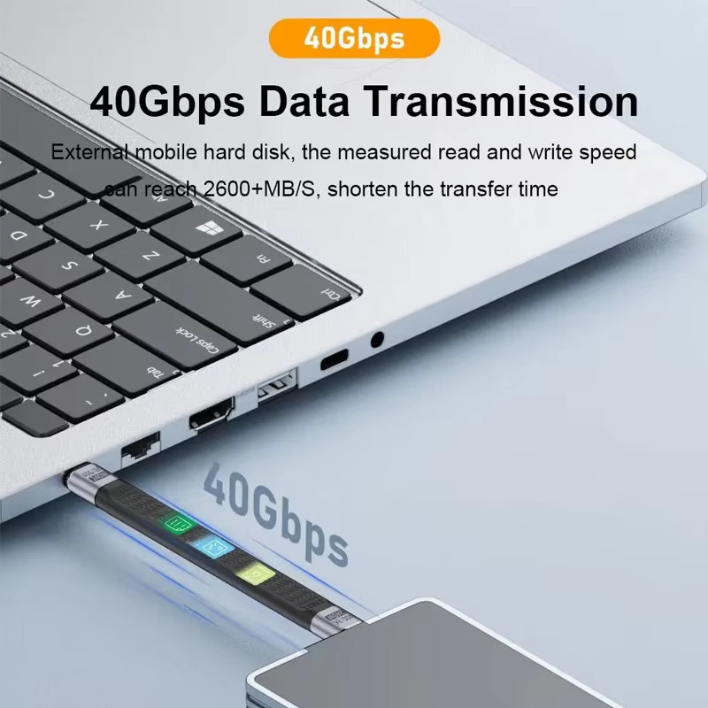 DOONJIEY USB4 Kurzkabel mit 40Gbps Datenübertragung und 240W PD Schnellladung, Thunderbolt kompatibel, USB-C auf USB-C, Schwarz - Bild 2