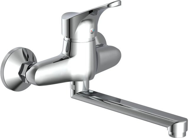 Schütte Wand-Spültischarmatur Attica aus Messing in Chrom Silber mit schwenkbarem Auslauf und Einhebelmischer - Bild 1