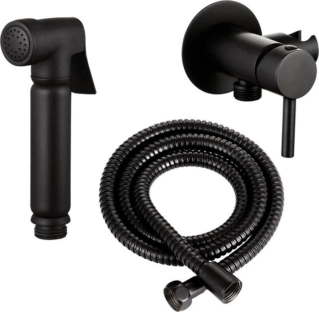 Stilform Design WC/Bidet Handbrause Komplettset mit Unterputz-Einhebelmischer in Schwarz Matt - Bild 1