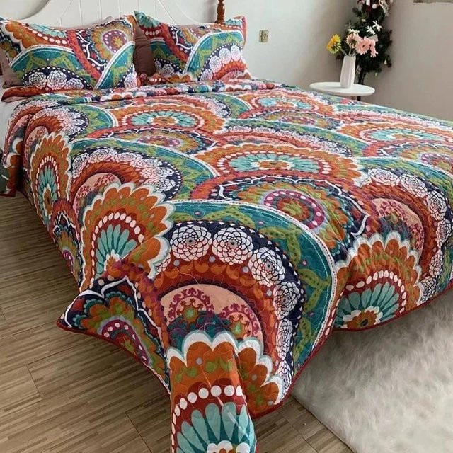Binchi Outdoor Equipment Tagesdecke im Bohemian-Stil mit Karomuster, B/B: 220 x 240 cm, Mehrfarbig - Bild 1