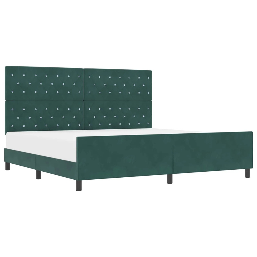 vidaXL Boxspringbett mit Kopfteil in Dunkelgrün aus Samt, B/T: 200 x 200 cm - Bild 2