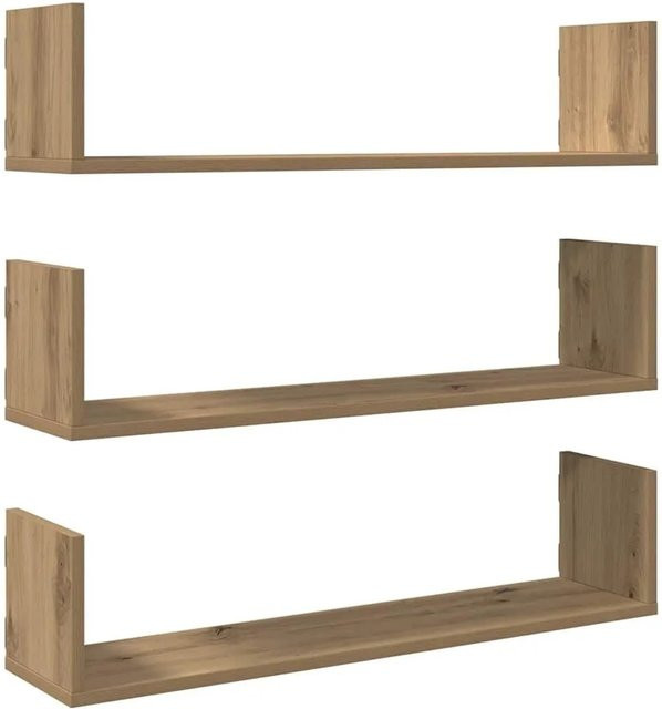 vidaXL Wandregale Set aus 3 Stück in Artisan-Eiche, Farbe Braun, B/T/H: 80 x 18 x 18 cm - Bild 1