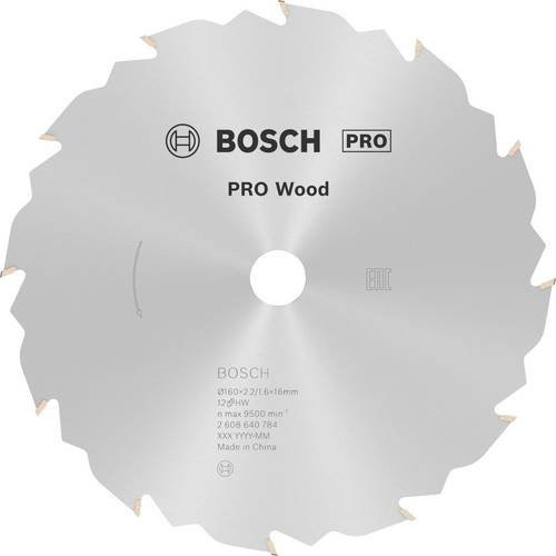 Bosch Kreissägeblatt Speedline Wood Carbide Tipped, Farbe: Silber, Durchmesser: 160 mm, Bohrung: 16 mm, Zähneanzahl: 12 - Bild 1