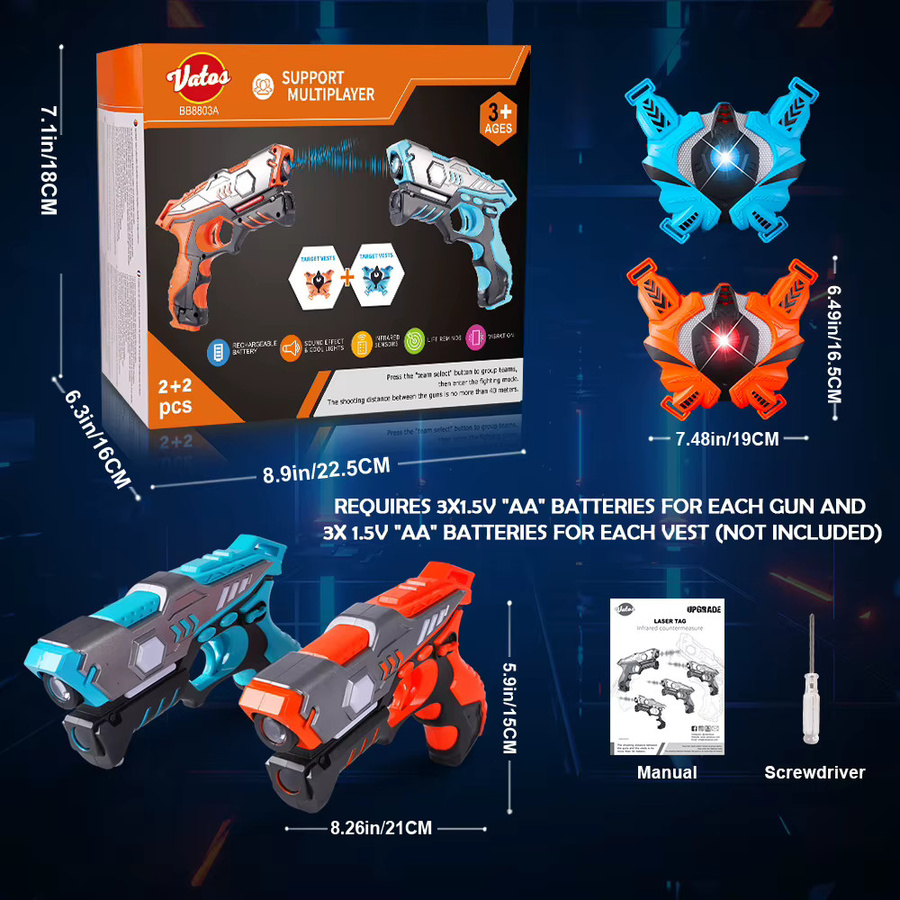 VATOS Infrarot-Laser-Tag-Pistolen-Set mit Westen, ab 3 Jahre - Bild 4