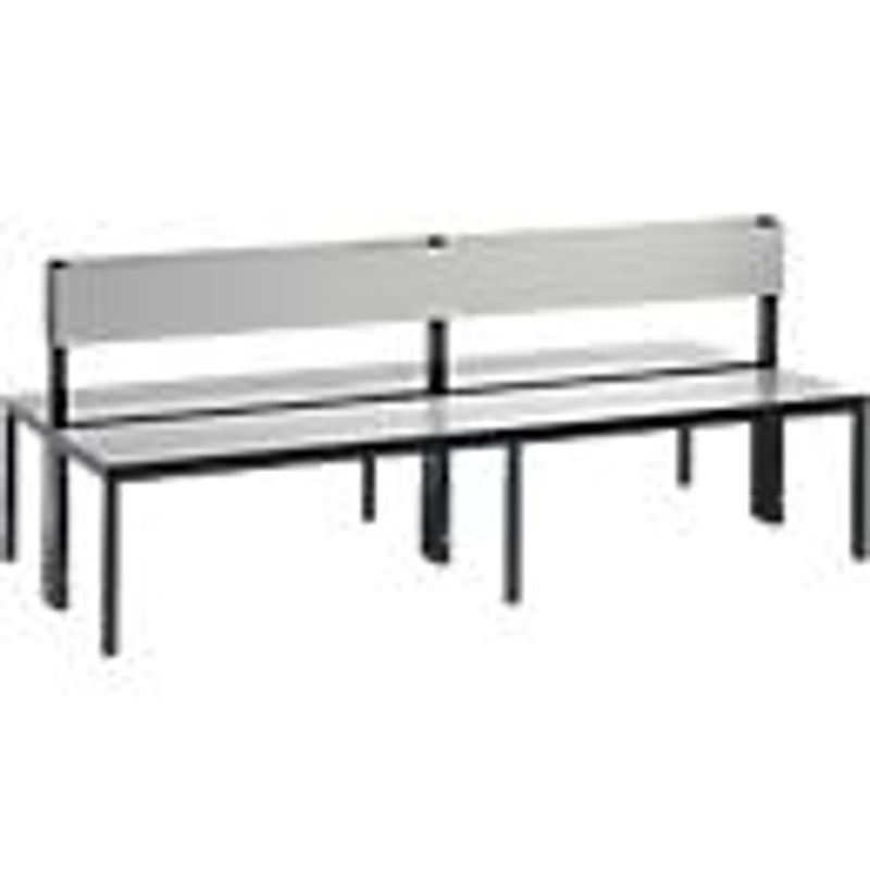 C + P Möbelsysteme Doppelseitige Sitzbank Basic Plus mit Rückenlehne, Gestell Schwarzgrau, Dekor Silbergrau, H 79,6 cm x B 196 cm x T 76 cm - Bild 2