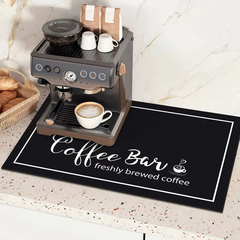 VIKAMA Saugfähige und schmutzabweisende Unterlage für Kaffeemaschinen in Schwarz - Bild 2
