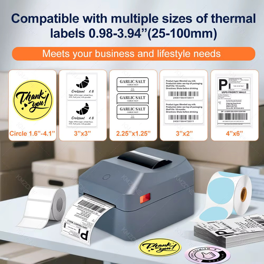KMZONE Thermo-Etikettenaufkleber für Frachtbriefdrucker, 1D 2D Barcode und QR-Code, Breite: 25 mm bis 100 mm - Bild 4