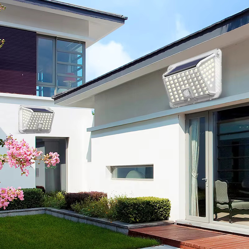Shenzhi Tech LED-Solar-Wandleuchte in Weiß mit Bewegungssensor für Garten und Terrasse - Bild 2