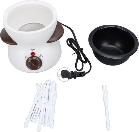 Mini-Elektro-Fondue-Set von OutsideWorld in Weiß mit 10 Tauchgabeln zum Schmelzen von Schokolade
