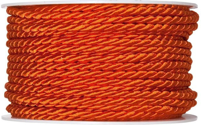 Halbach Kordel 4mm in Dunkelorange, 5m Länge aus Acetat, Baumwolle und Polyester - Bild 1