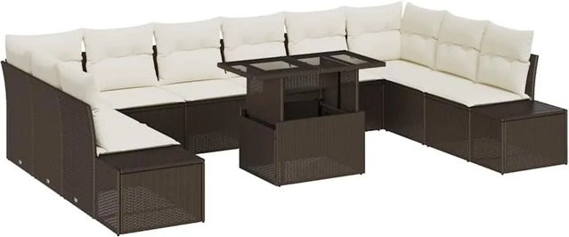 vidaXL Garten-Sofa-Set aus Poly-Rattan in Braun mit 11 Teilen und integriertem Speicher - Bild 1