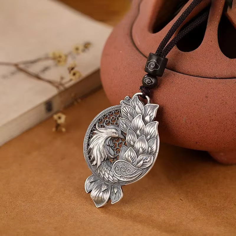 Phoenix Halskette, 925 Silber, Vintage, Unisex - Bild 3
