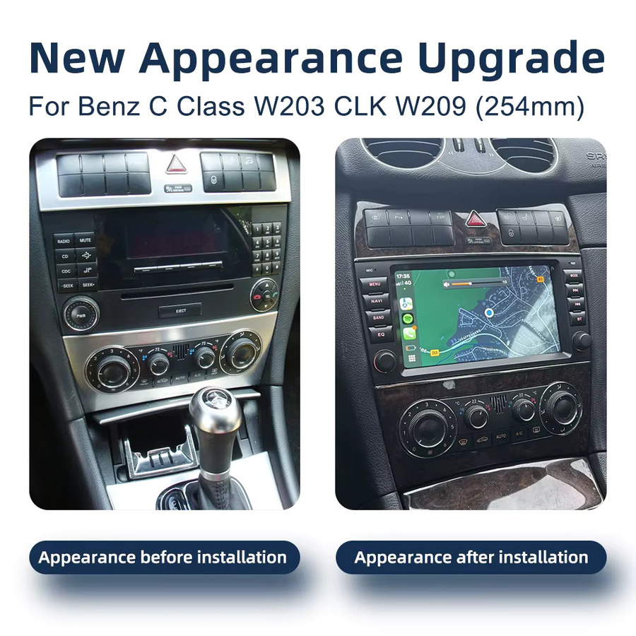 COOROAD Android 13 DSP Stereo Autoradio für Mercedes Benz CLK W209 mit CarPlay, 4G, WiFi, GPS und Navigation in Schwarz - Bild 2