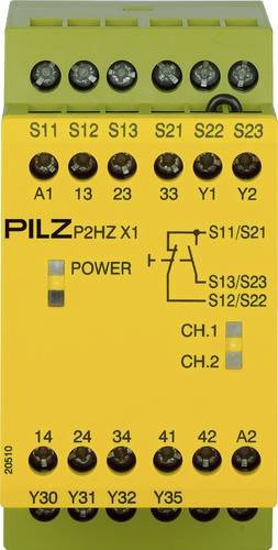Pilz Sicherheitsschaltgerät P2HZ X1 24VDC 3n/o 1n/c Gelb B/T/H: 45 x 121 x 87 mm - Bild 1