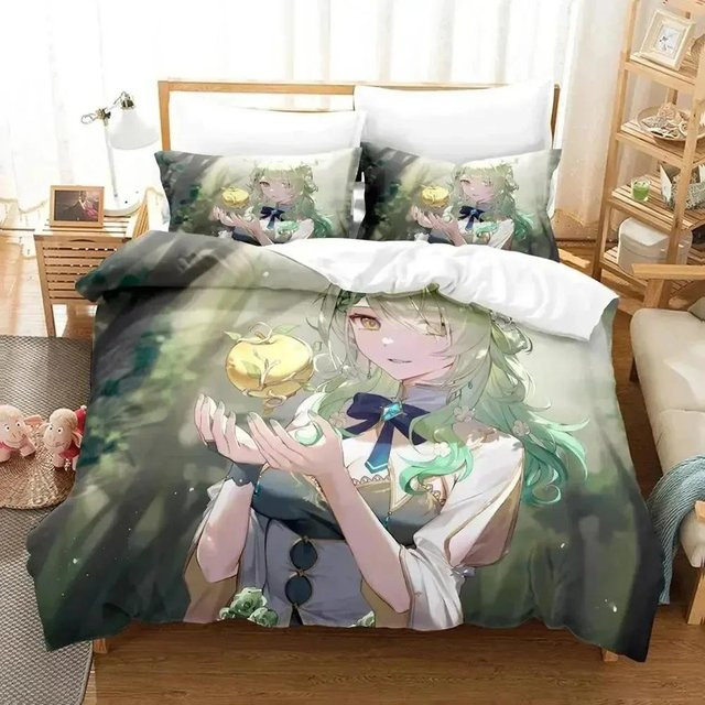 Hololive EN Ceres Fauna 3D Anime Bettwäscheset mit Bettbezug und Kissenbezug, B/H: 133 x 70 cm - Bild 1