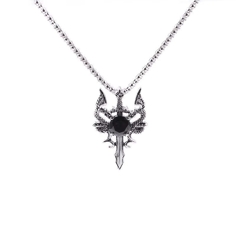 TAKARA TOMY Doppeldrachen-Halskette, Edelstahl, Schwarz, Unisex - Bild 2
