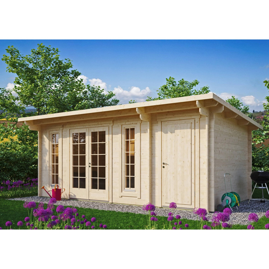 Fjordholz Gartenhaus Jacob 44 B aus imprägnierter Kiefer mit Abstellraum in Braun und Beige - Bild 2