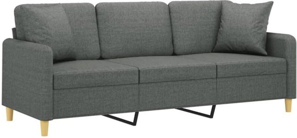Modernes 3-Sitzer-Sofa von vidaxl in Anthrazit mit Zierkissen aus Stoff, Breite: 180 cm - Bild 1