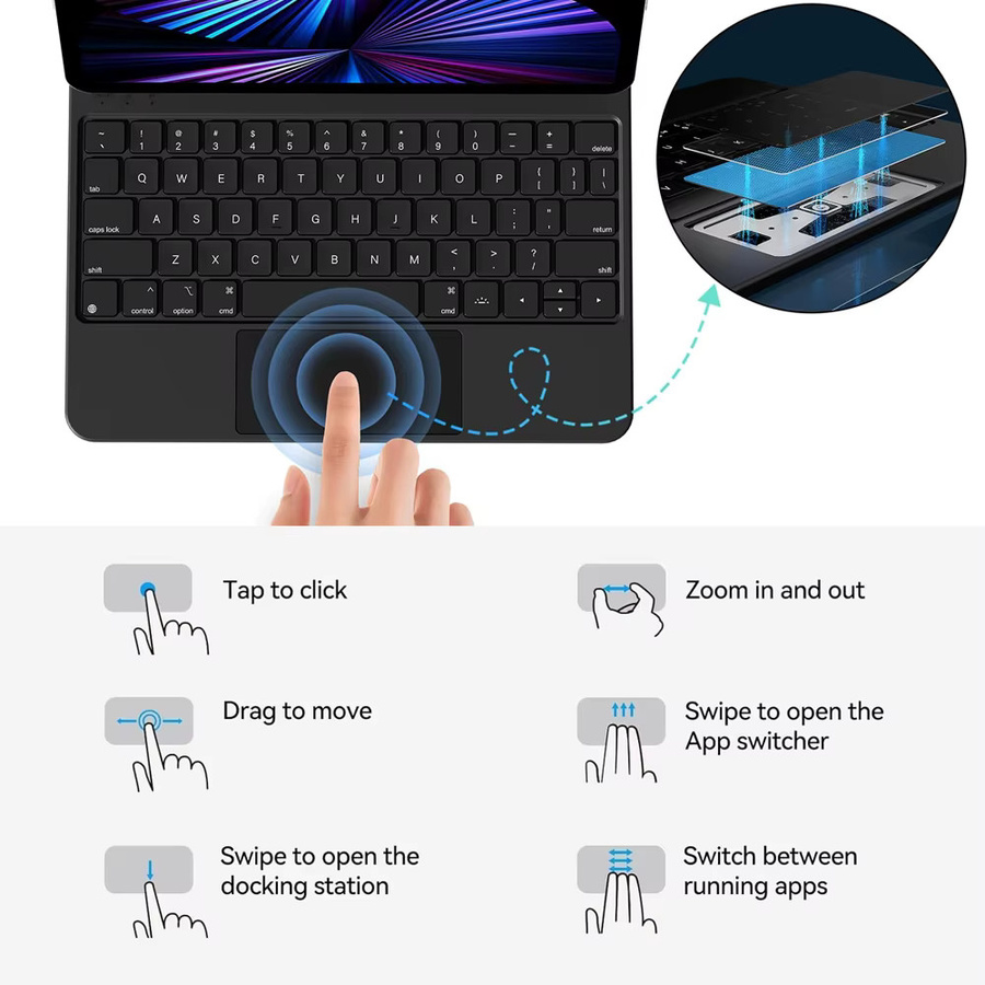 Apple Magic Keyboard Smart Cover Folio-Hülle für iPad Pro 11 Zoll und iPad Air in Schwarz - Bild 4
