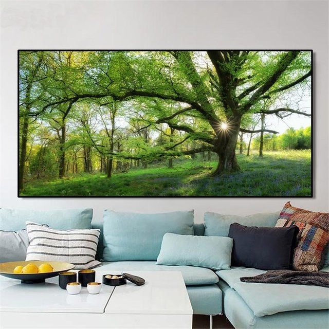 Lisa Gallery Leinwandgemälde Baum des Lebens von Gustav Klimt, modernes Wandbild in Weiß, Blau und Grün, B x H: 50 x 100 cm - Bild 1
