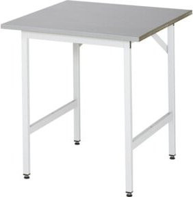 Rau Arbeitstisch Jerry höhenverstellbar mit Edelstahlbelag, silber/lichtgrau, B: 75 cm, T: 80 cm, H: 80-85 cm - Bild 1