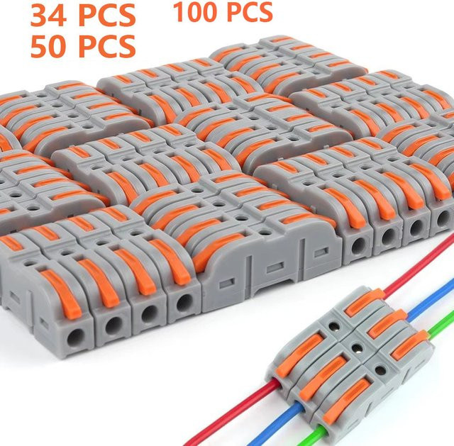 34 oder 50 Stück Hebelkabelverbinder für schnelle Verbindungen, 28–12 AWG, 1-zu-1-Inline-Kabelverbinder, kompakte isolierte Spleißklemmen - Bild 1