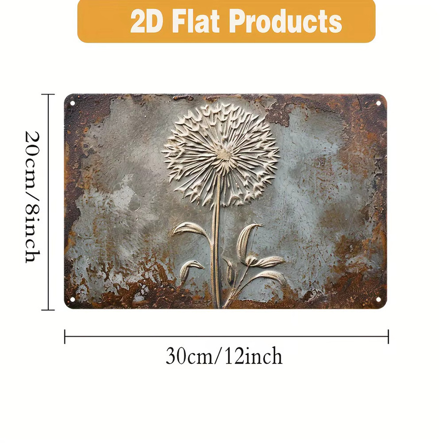 HELLOYOUNG Vintage Metallschild Löwenzahn Wandkunst aus Aluminium in Grau - Bild 4