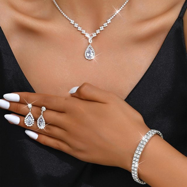 YIRAN Jewelry Schmuckset Kupfer, Silber, Zirkonia, Damen - Bild 1