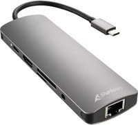 Sharkoon USB 3.0 Type C Combo Adapter Dockingstation in Grau mit HDMI, USB-C, USB-A und LAN - Bild 1