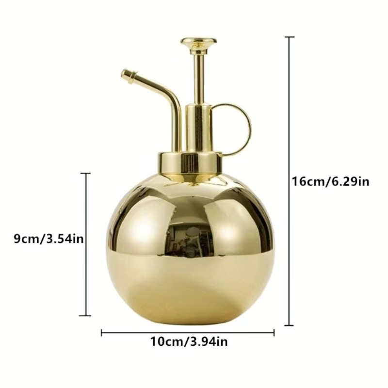 Edelstahl Sprühflasche im Vintage-Design für Zimmerpflanzen, 500 ml, Schwarz und Gold - Bild 2