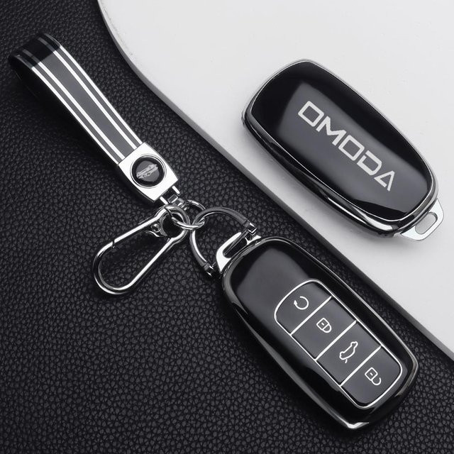 TPU Auto Schlüsselhülle in Schwarz für Chery Omoda C5 E5 C9 Omoda 5 9 EV PHEV inklusive Schlüsselanhänger - Bild 1